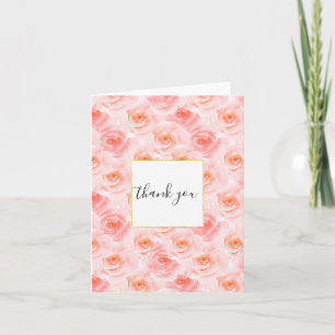 Pretty Blush Pink Watercolor Roses Thank you