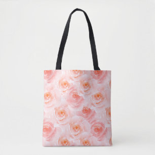 Pretty Blush Pink Watercolor Roses Tote Bag