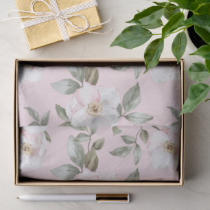 Pretty Blush Pink White Flowers Bridal Shower Tissue Paper