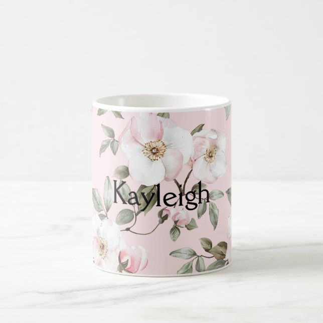 Pretty Blush Pink White Flowers   Coffee Mug (Center)
