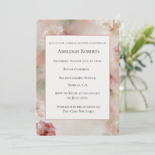Pretty Blush Red Floral Bridal Shower Invitation