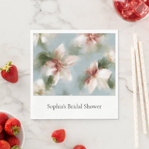 Pretty Blush Red Floral Bridal Shower Napkin