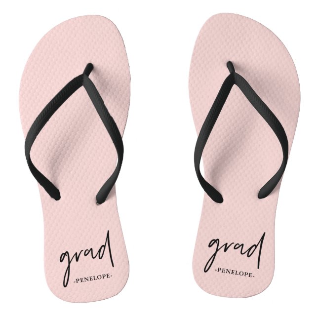 Pretty Blush with Grad Typography and Name Jandals (Footbed)