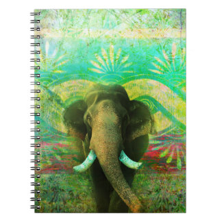 Pretty Bohemian Elephant Turquoise Tribal Pattern Spiral Notebook