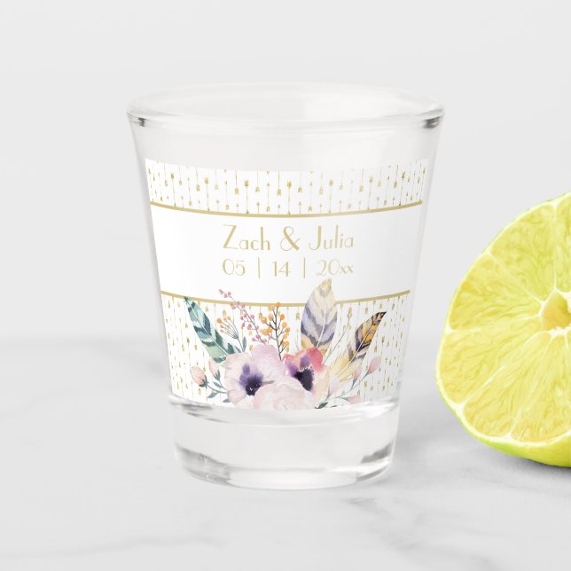Pretty Boho Bouquet  Wedding   Shot Glass (Front)