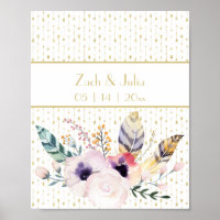 Pretty Boho Bouquet Wedding Sign Print