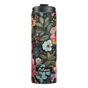 Pretty BoHo Chalk Florals Thermal Tumbler