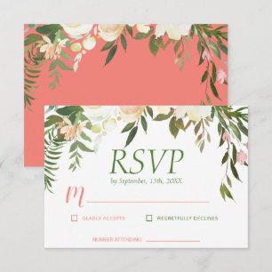 Pretty Boho Creme Rose Wedding Arch RSVP Card