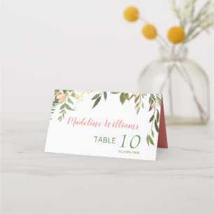 Pretty Boho Creme Rose Wedding Place Card