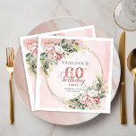 Pretty Boho Dusty Pink Eucalyptus 60th Birthday   Napkin<br><div class="desc">✅ For matching items search 36-60 in my collections ✅ Celebrate a special milestone with elegant Sweet Sixteen napkins featuring soft pink florals, eucalyptus greenery, and delicate rose gold accents. Perfect for stylish party décor, these napkins add a charming boho touch to the celebration. High-quality printing ensures beautiful color and...</div>
