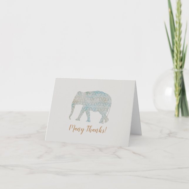 Pretty Boho Elephant Thank You Card (Front)