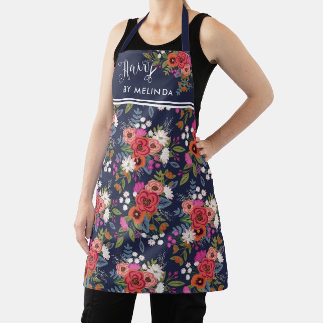 Pretty Boho Floral Pattern Hair By Name Apron (Insitu)