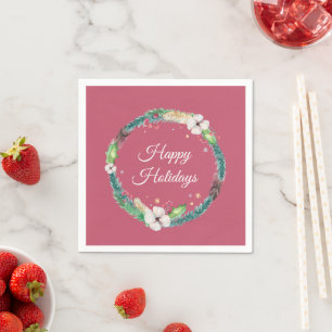 Pretty Boho Holiday Wreath Napkin