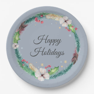 Pretty Boho Holiday Wreath Paper Plate