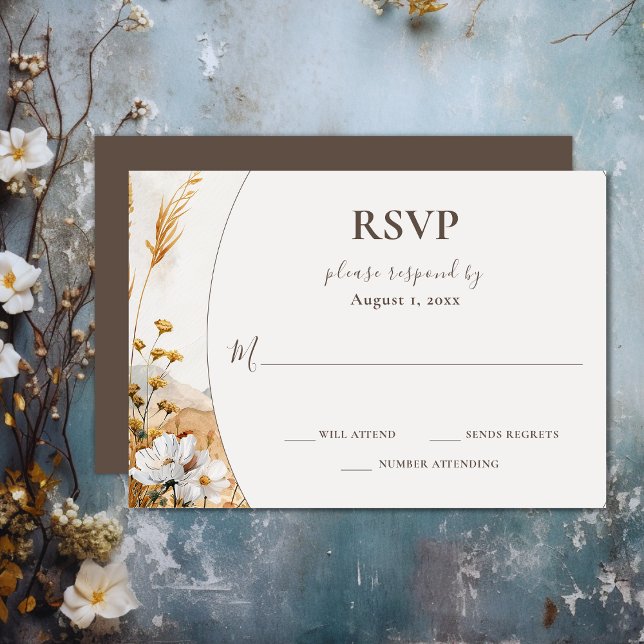 Pretty Boho Mountain Wildflower Wedding RSVP Card (Pretty Boho Mountain Wildflower Wedding RSVP Card
)