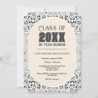 Pretty Boho Neutral 20 Year High School Reunion Invitation