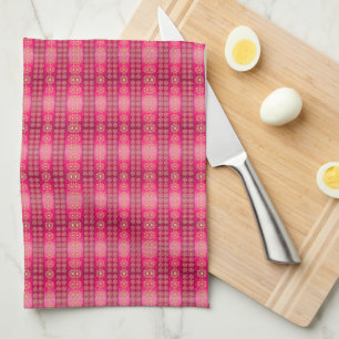 Pretty Boho Pink Pattern Tea Towel
