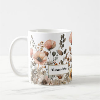 Pretty Boho Pink Wildflowers Coffee Mug