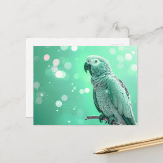 Pretty Bokeh African Grey Postcard