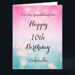 Pretty Bokeh Happy 16th Birthday Granddaughter Card<br><div class="desc">A pretty happy 16th birthday granddaughter big card 8.5" x 11", which you can easily personalise with her name. Inside this pretty pink and blue bokeh birthday card reads "May your birthday and every day be filled with love, laughter and happiness. Happy Birthday!". You can also personalise the birthday message...</div>