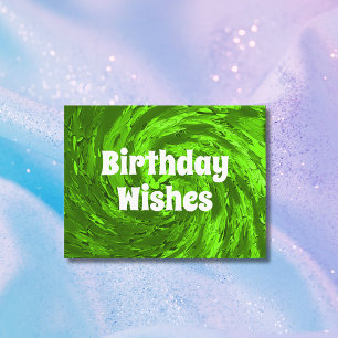 Pretty Bold Green Happy Birthday Postcard