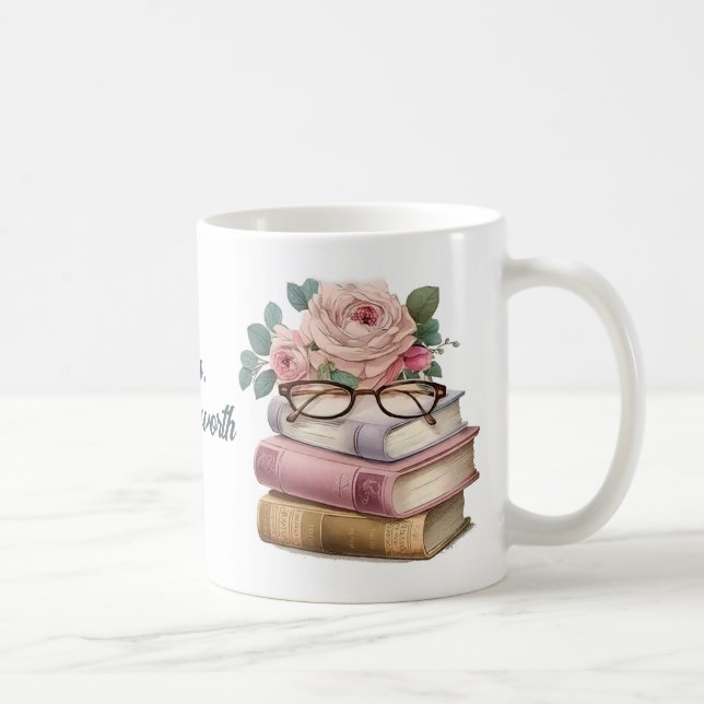 Pretty Books Teachers Gift Coffee Mug (Right)