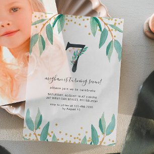 Pretty Botanical 7th Birthday Party  Vellum Invitations