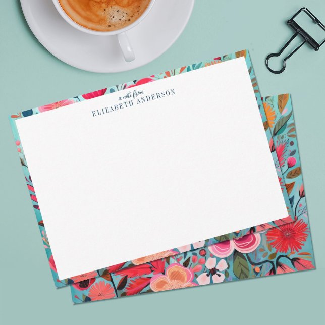 Pretty Botanical Girly Floral Frame  Card (Pretty floral stationery note cards. )