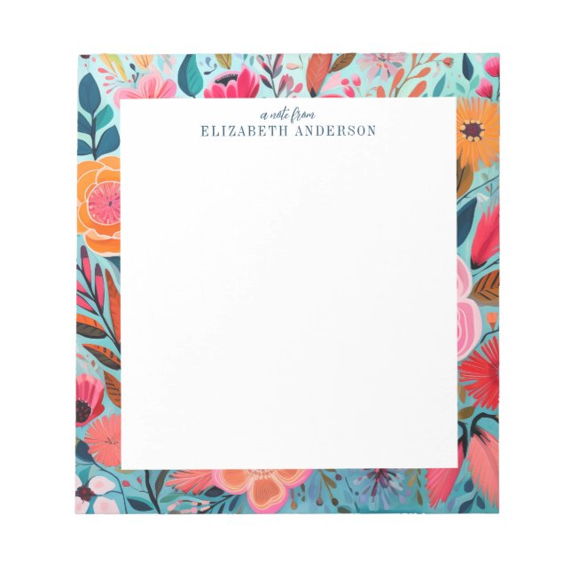 Pretty Botanical Girly Floral Notepad (Front)