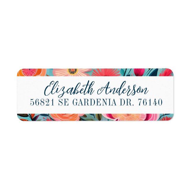 Pretty Botanical Girly Floral Return Address (Front)