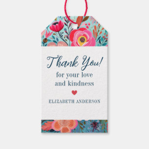 Pretty Botanical Girly Floral Thank You Gift Tags