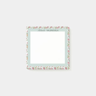 Pretty Botanical Green Tulip Floral Watercolor Post-it Notes