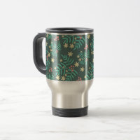 Pretty Botanical Leaves and Berries Blue Pattern