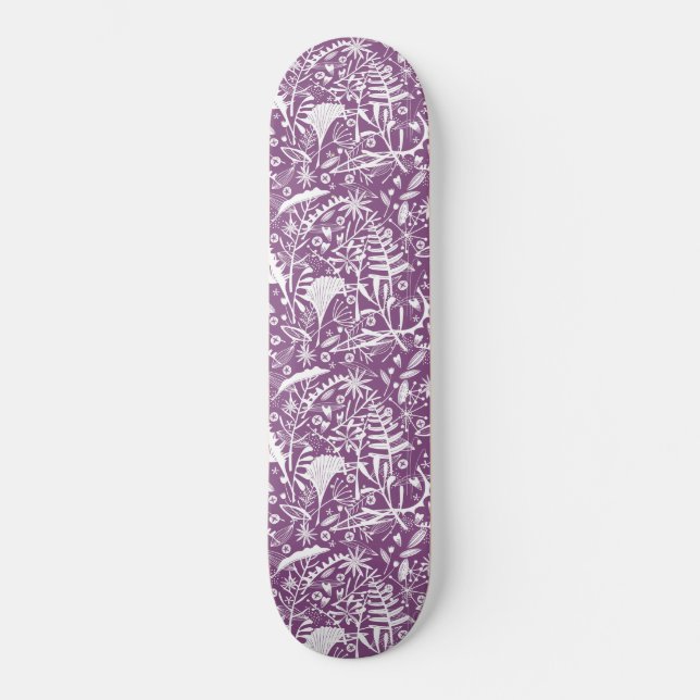 Pretty Botanical Purple Foliage Skateboard (Front)