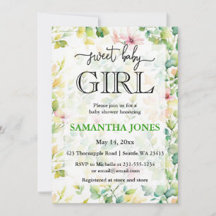 Pretty botanical watercolor wildflower  invitation