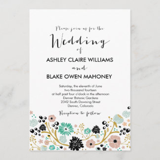 Pretty Bouquet Floral Wedding Invitation Blush