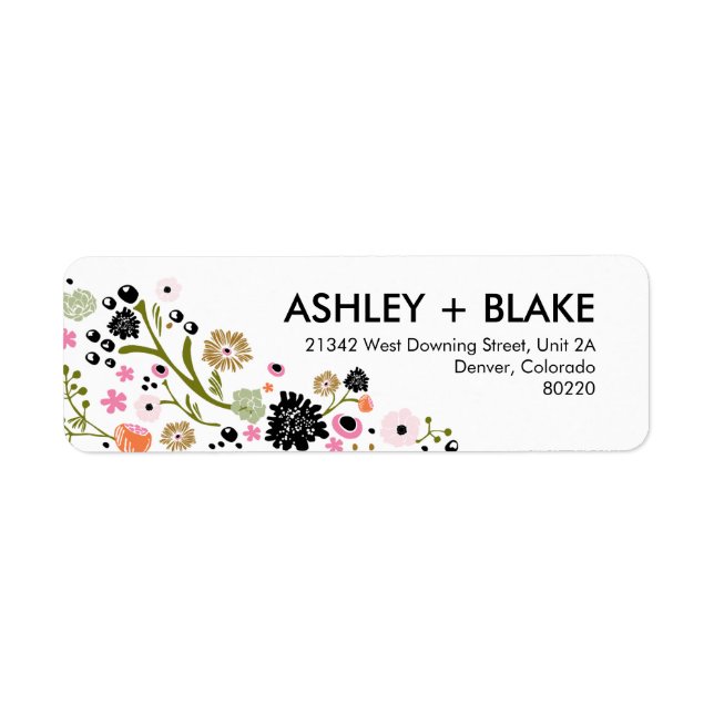 Pretty Bouquet Wedding Return Address Label (Front)
