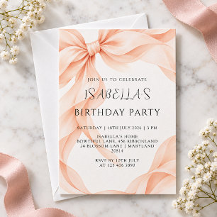 Pretty Bow Aesthetic Birthday Party Invitation