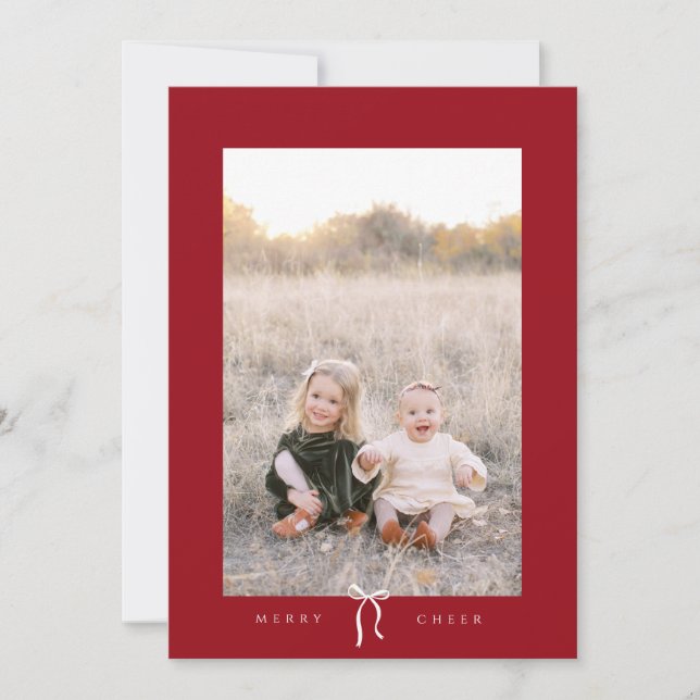 pretty bow happy holidays photo card  (Front)