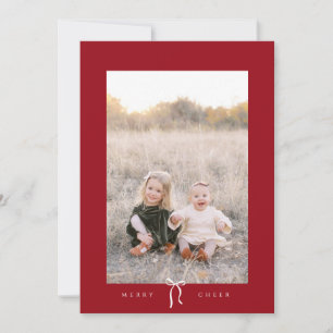 pretty bow happy holidays photo card 
