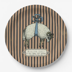 Pretty Bow Sheep™ Collection - Birth Info / 9" Paper Plate