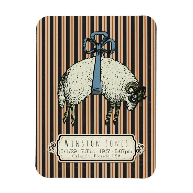 Pretty Bow Sheep Collection™ - Birth Info / Magnet (Vertical)