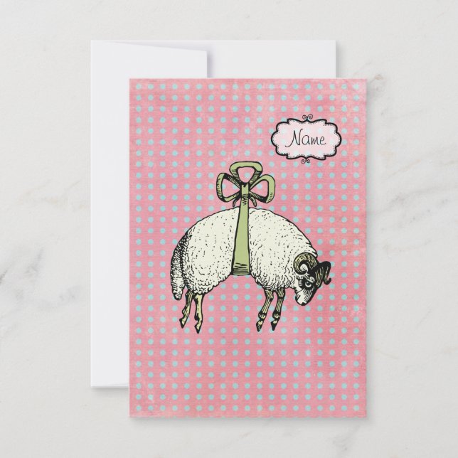 Pretty Bow Sheep DESIGNER OPTIONS  ~ Invitations (Front)