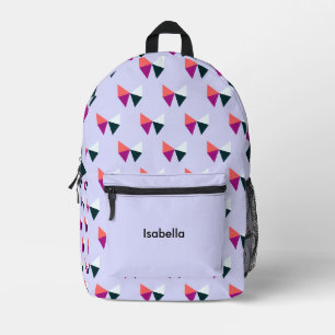 Pretty Bows Pattern Kids Personalised Lilac School Printed Backpack