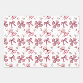 Pretty bows Wrapping Paper Flat Sheet Set of 3