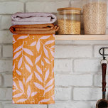 Pretty branches - orange and pink tea towel<br><div class="desc">Pretty and Trendy orange and pink foliage. Cute and modern botanical illustration pattern with pink pastel branches. Retro vibes.</div>