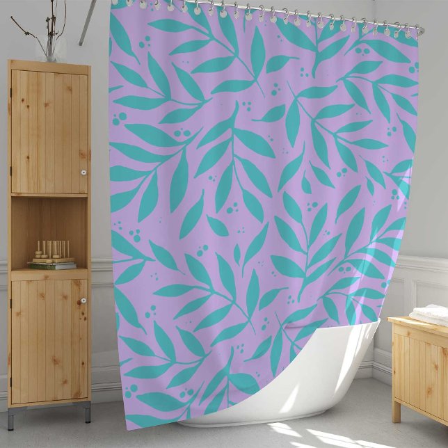 Pretty branches - turquoise and violet teen shower curtain (Creator Uploaded)