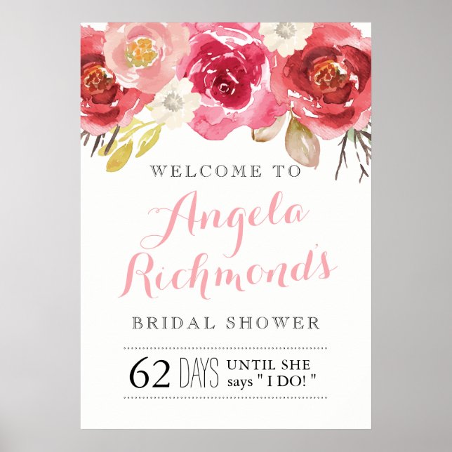 Pretty Bridal Shower Welcome Sign (20x28) (Front)