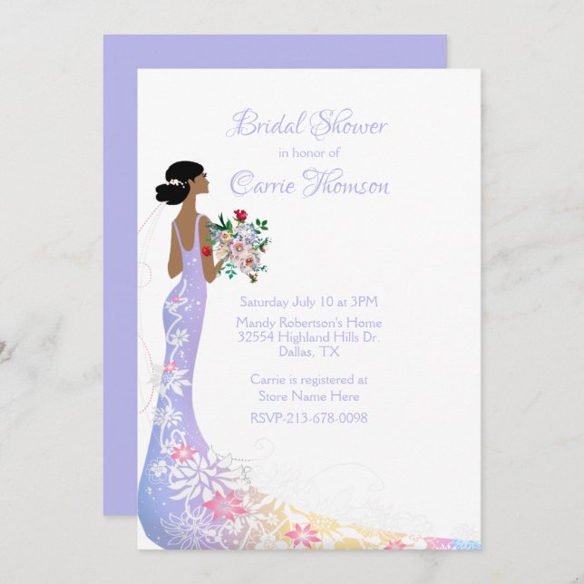 Pretty Bride Bridal Shower  Invitation (Front/Back)