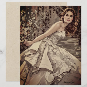 Pretty Bride Floral Vintage Scrapbook Paper